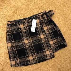 UO wool blend pattern mini skirt